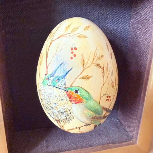 Vintage Other - OOAK 1970's Hand Painted Goose Egg Framed